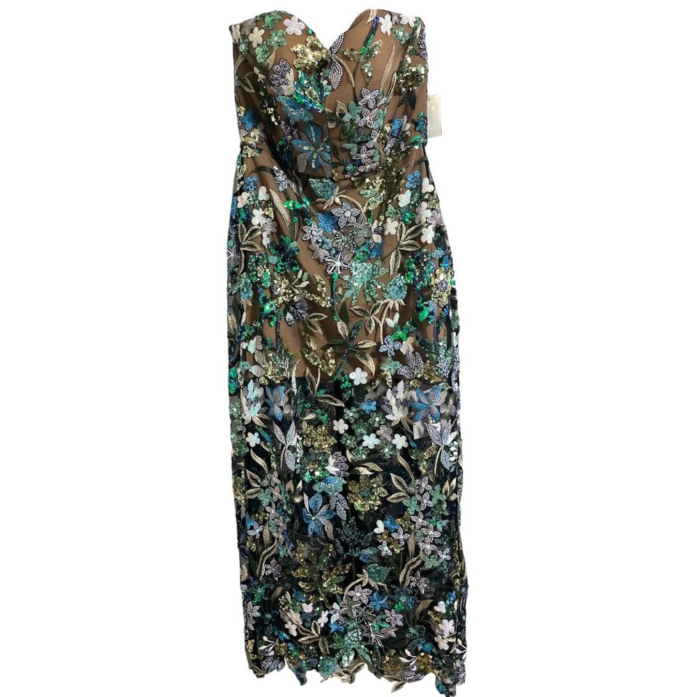 Elegant Strapless Floral Dress - Picture 2 of 15
